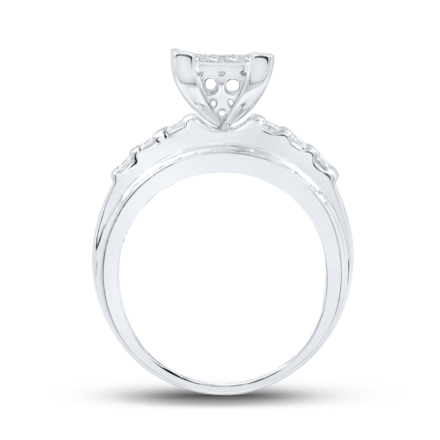 10kt White Gold Round Diamond Bridal Wedding Engagement Ring 7/8 Cttw