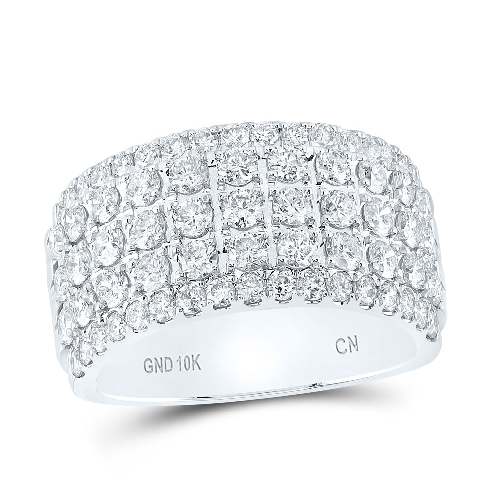 10kt White Gold Womens Round Diamond Band Ring 2 Cttw