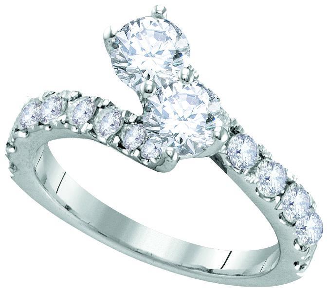 14kt White Gold Round Diamond Bridal Wedding Ring Band Set 2 Cttw