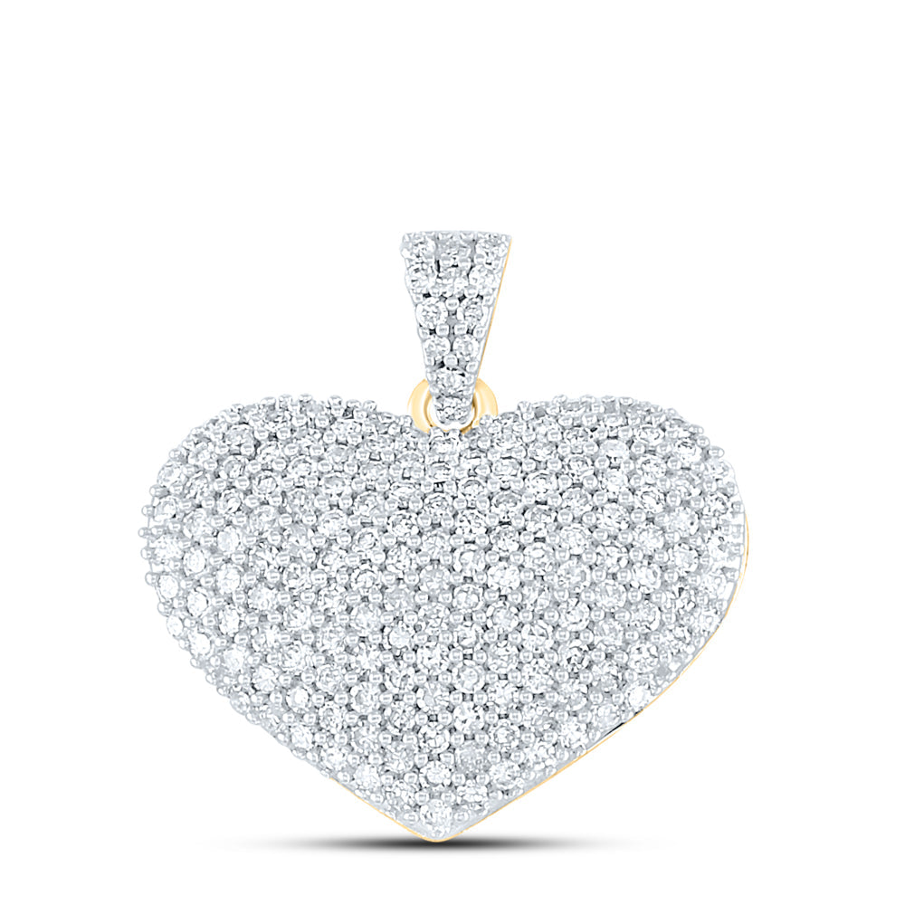 14kt Yellow Gold Womens Round Diamond Charmed Heart Pendant 1 Cttw