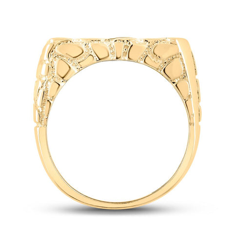 10kt Yellow Gold Mens Round Diamond Nugget Fashion Ring 1/2 Cttw