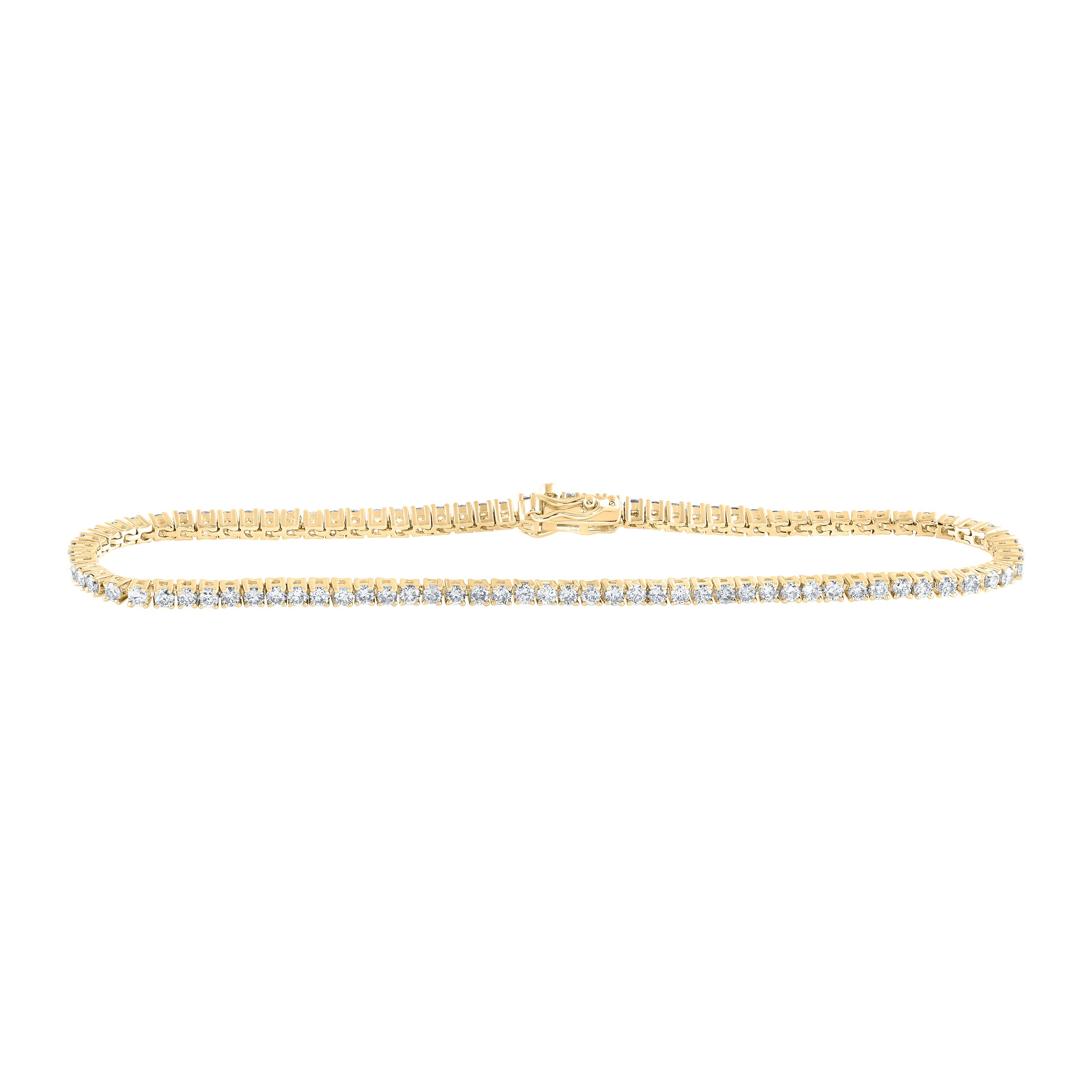 10kt Yellow Gold Womens Round Diamond Fashion Bracelet 2 Cttw