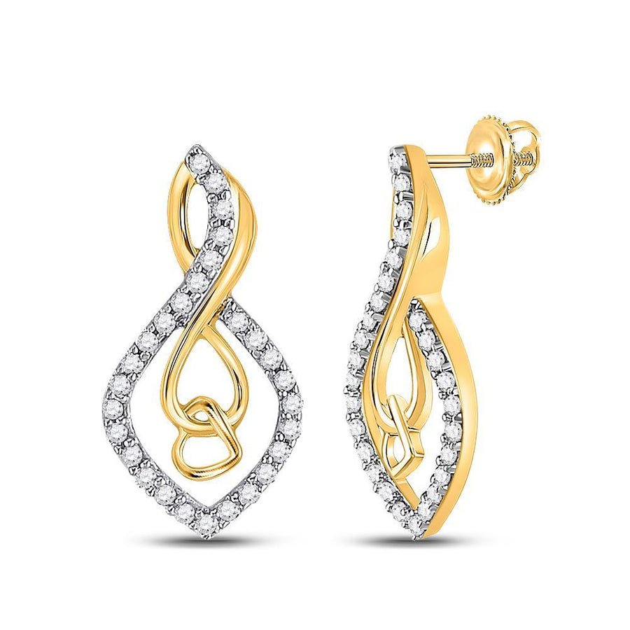10kt Yellow Gold Womens Round Diamond Fashion Earrings 1/5 Cttw