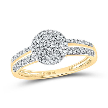 10kt Yellow Gold Round Diamond Circle Cluster Bridal Wedding Engagement Ring 1/4 Cttw
