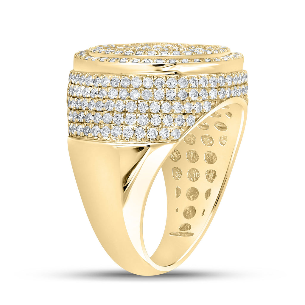 10kt Yellow Gold Mens Baguette Diamond Circle Ring 3-3/8 Cttw