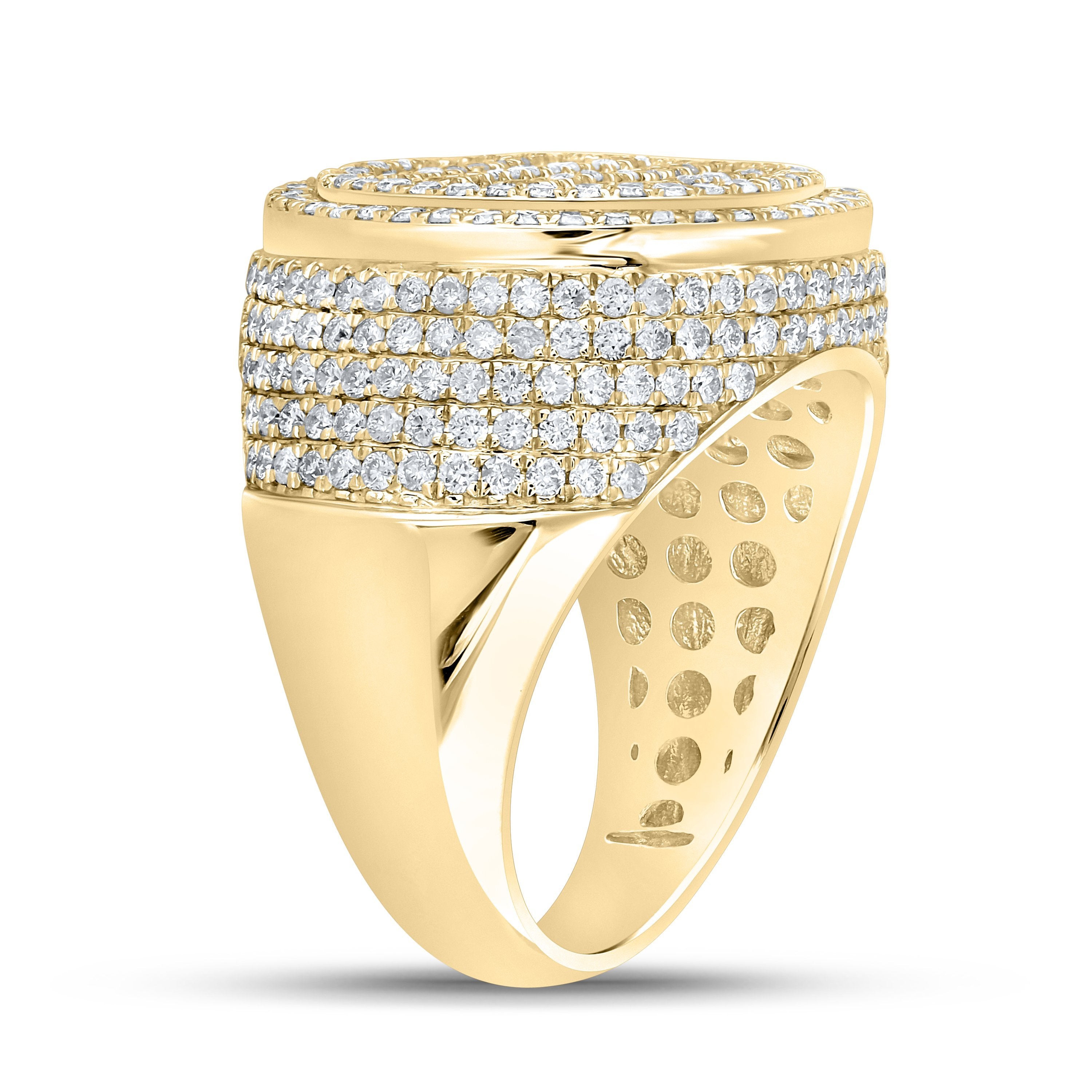 10kt Yellow Gold Mens Baguette Diamond Circle Ring 3-3/8 Cttw