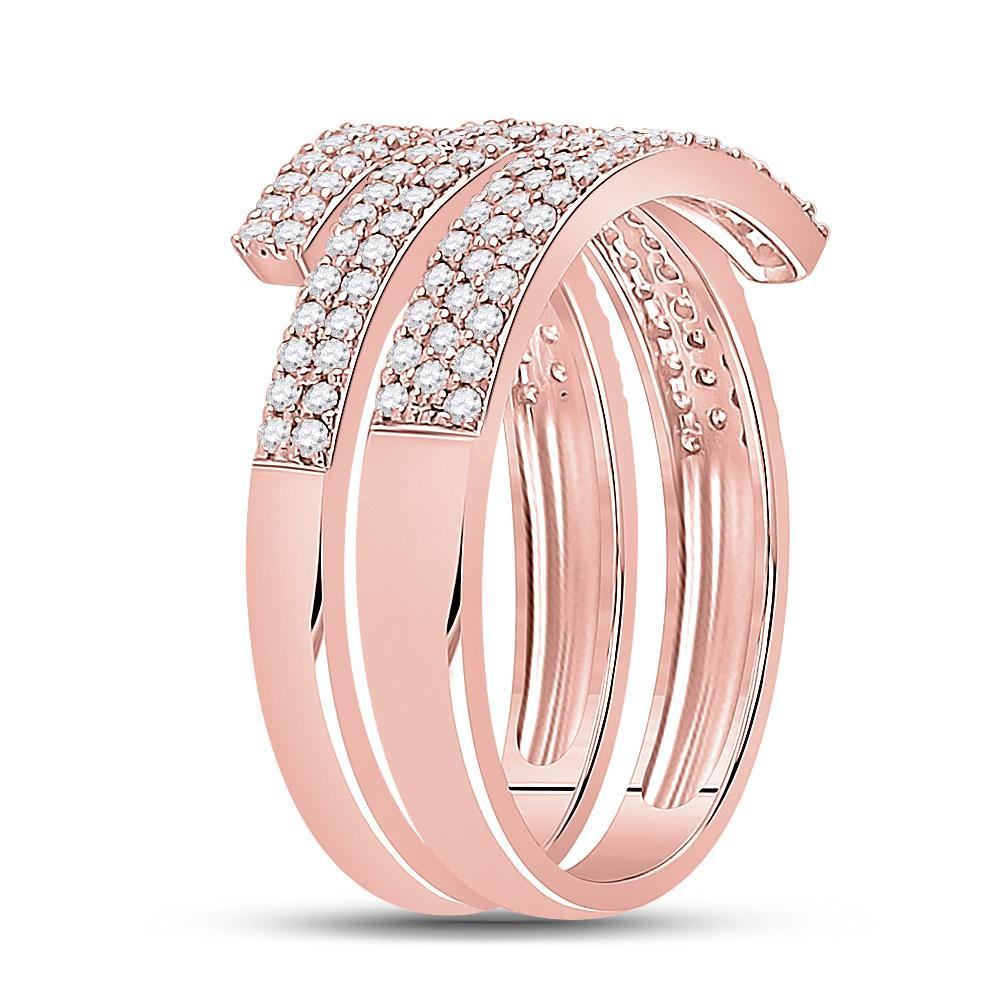 14kt Rose Gold Womens Round Diamond Right-Hand Fashion Ring 5/8 Cttw