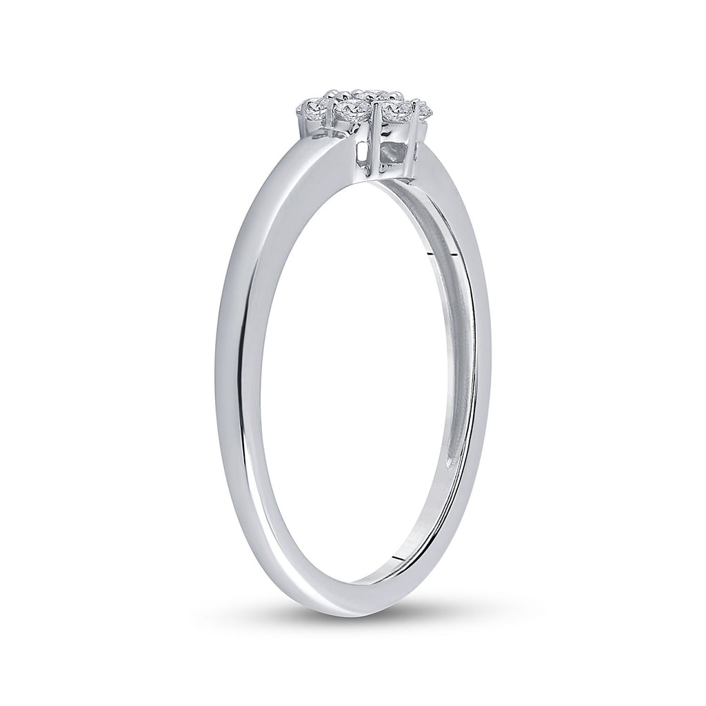 14kt White Gold Round Diamond Cluster Bridal Wedding Engagement Ring 1/5 Cttw