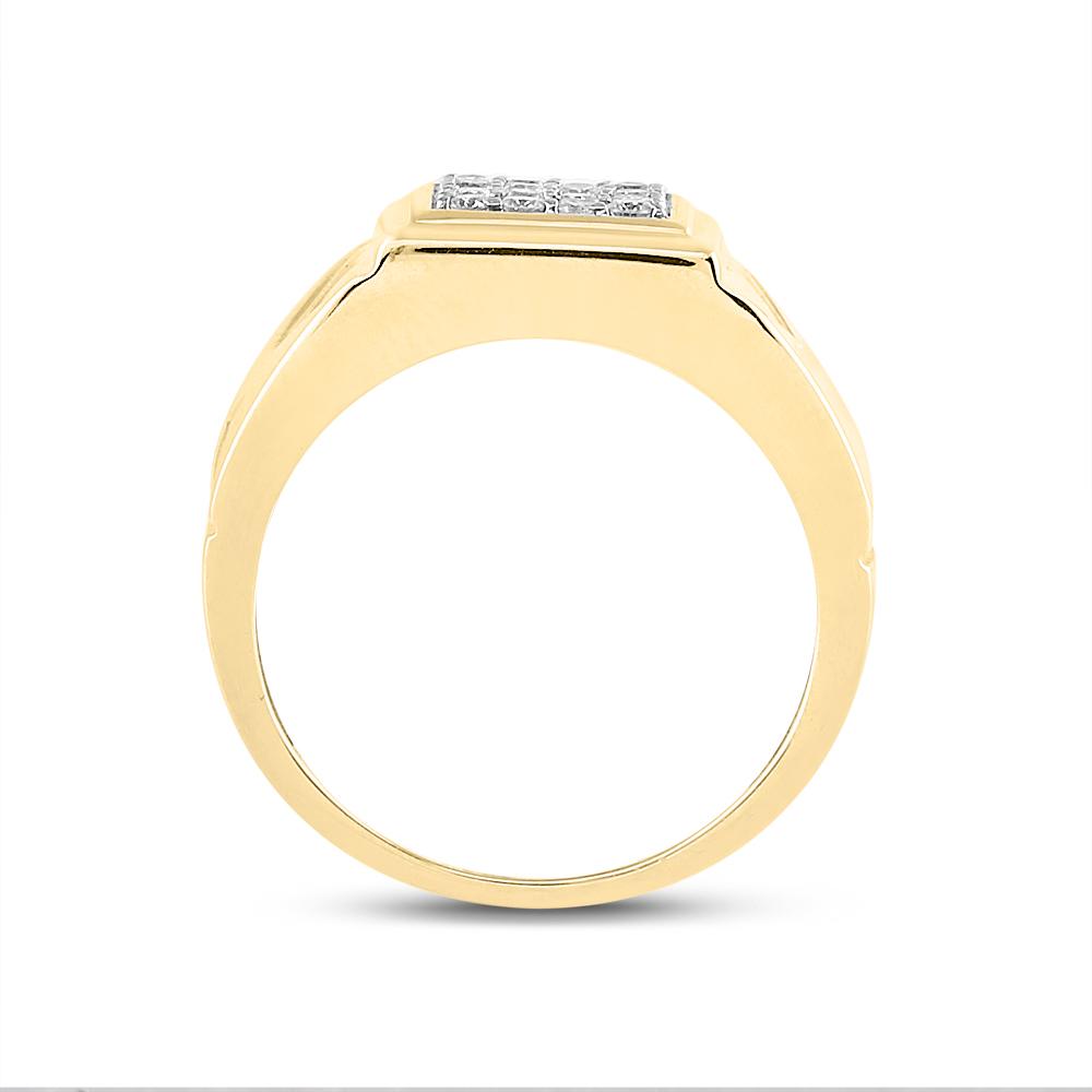 10kt Yellow Gold Mens Round Diamond Cluster Ring 1/3 Cttw