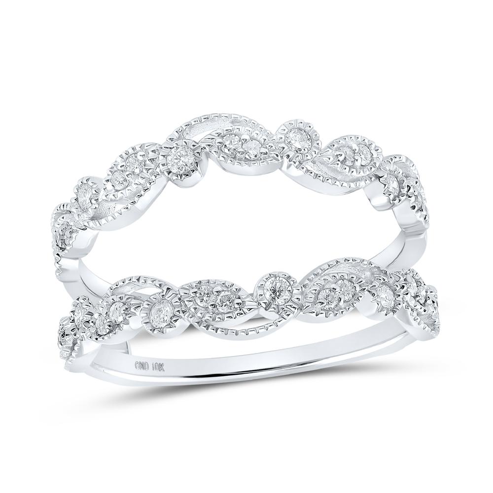 10kt White Gold Womens Round Diamond Wrap Enhancer Wedding Band 1/4 Cttw