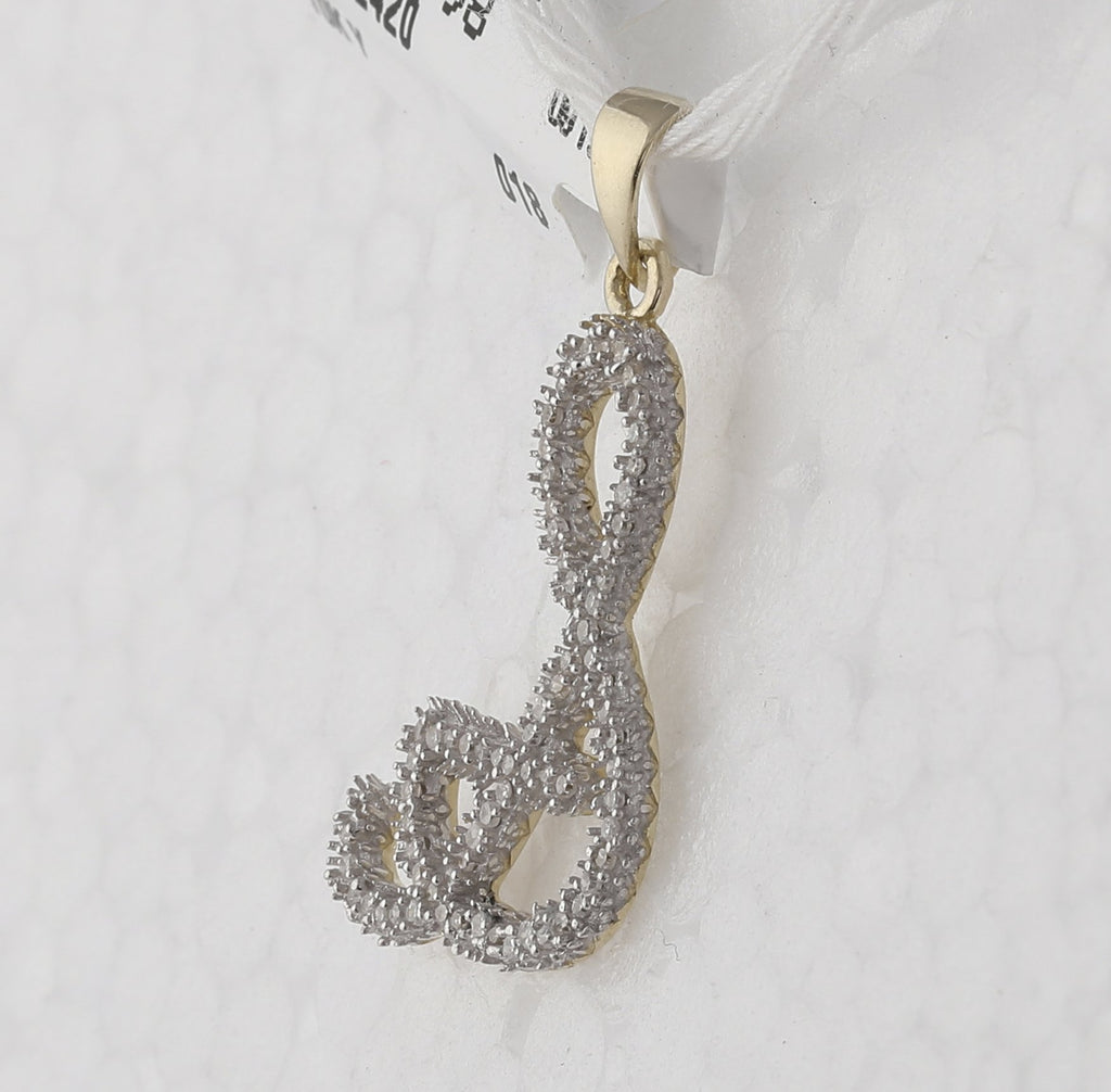 10kt Yellow Gold Womens Round Diamond Initial S Letter Pendant 1/5 Cttw