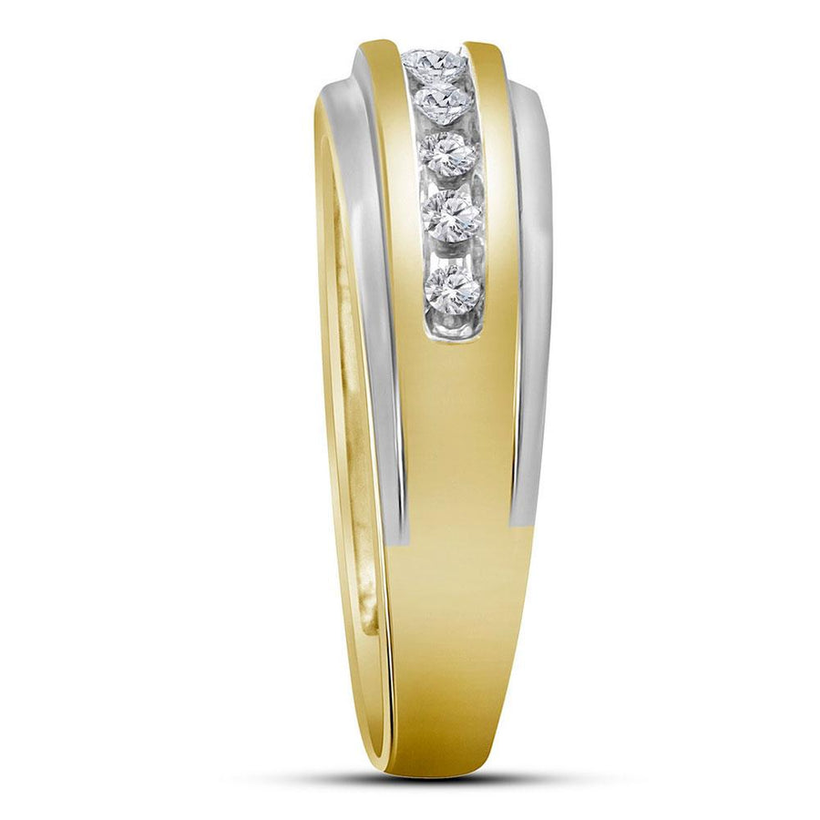 14kt Yellow Gold Mens Round Diamond Wedding Band Ring 1/4 Cttw