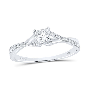 14kt White Gold Princess Diamond Solitaire Bridal Wedding Engagement Ring 1/2 Cttw