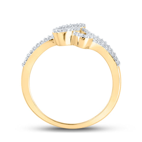 10kt Yellow Gold Womens Baguette Diamond Heart Ring 1/3 Cttw