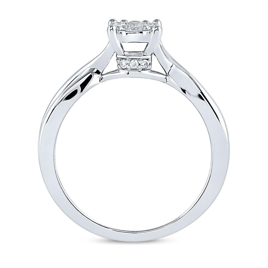10kt White Gold Round Diamond Twist Bridal Wedding Ring Band Set 1/3 Cttw