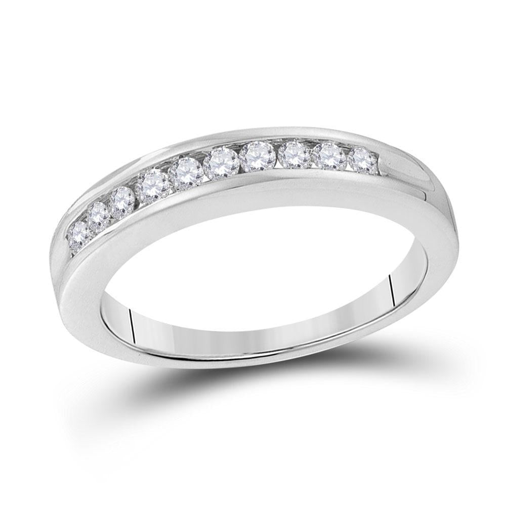 10kt White Gold Womens Round Diamond Single Row Band Ring 1/4 Cttw