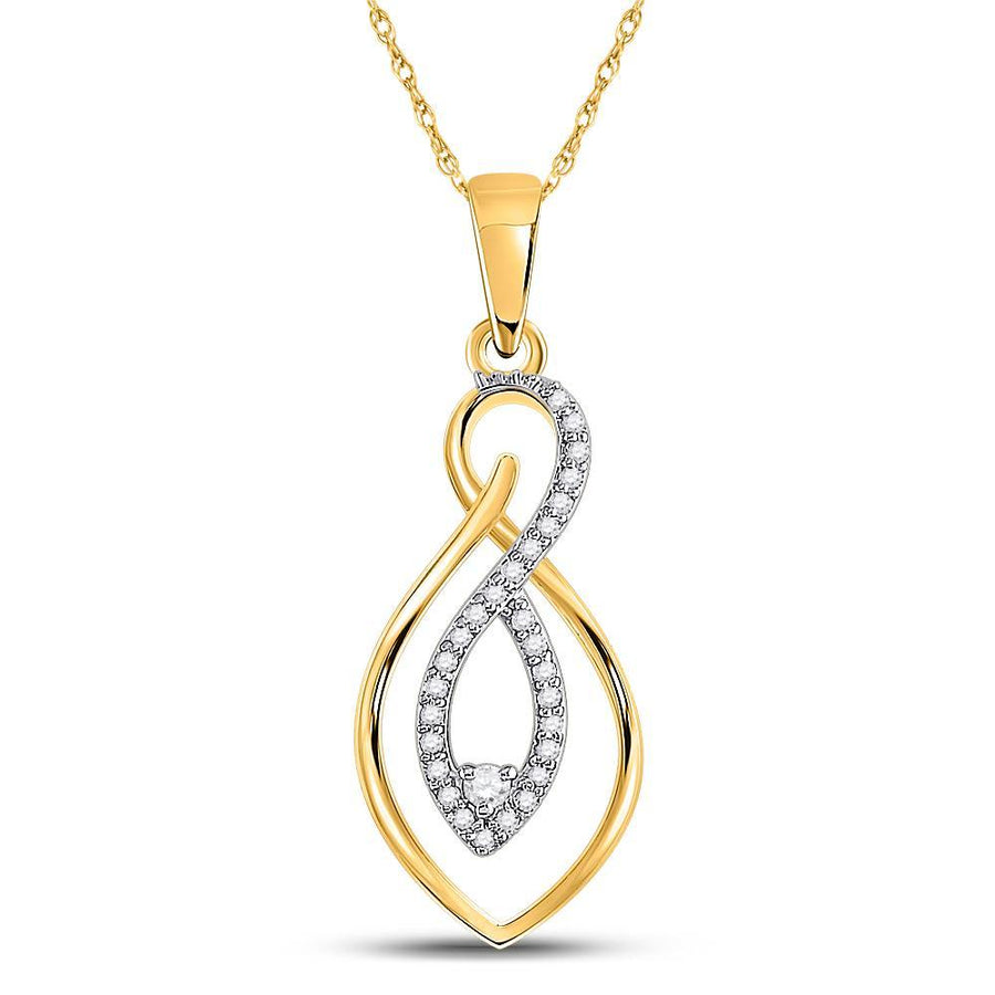 10kt Two-tone Gold Womens Round Diamond Fashion Pendant 1/8 Cttw