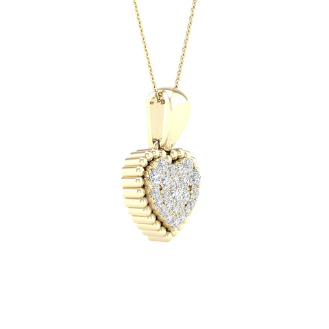10kt Yellow Gold Womens Round Diamond Heart Pendant 1/8 Cttw