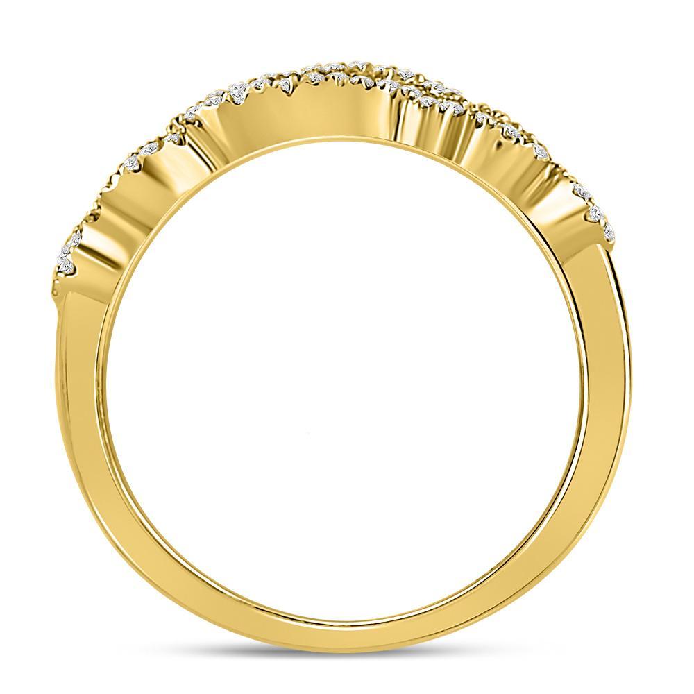 14kt Yellow Gold Womens Round Diamond 3-Stone Band Ring 1/3 Cttw