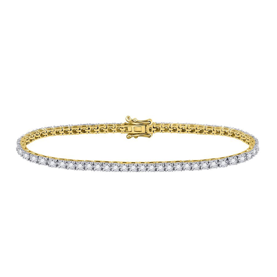 10kt Yellow Gold Womens Round Diamond Classic Tennis Bracelet 1 Cttw