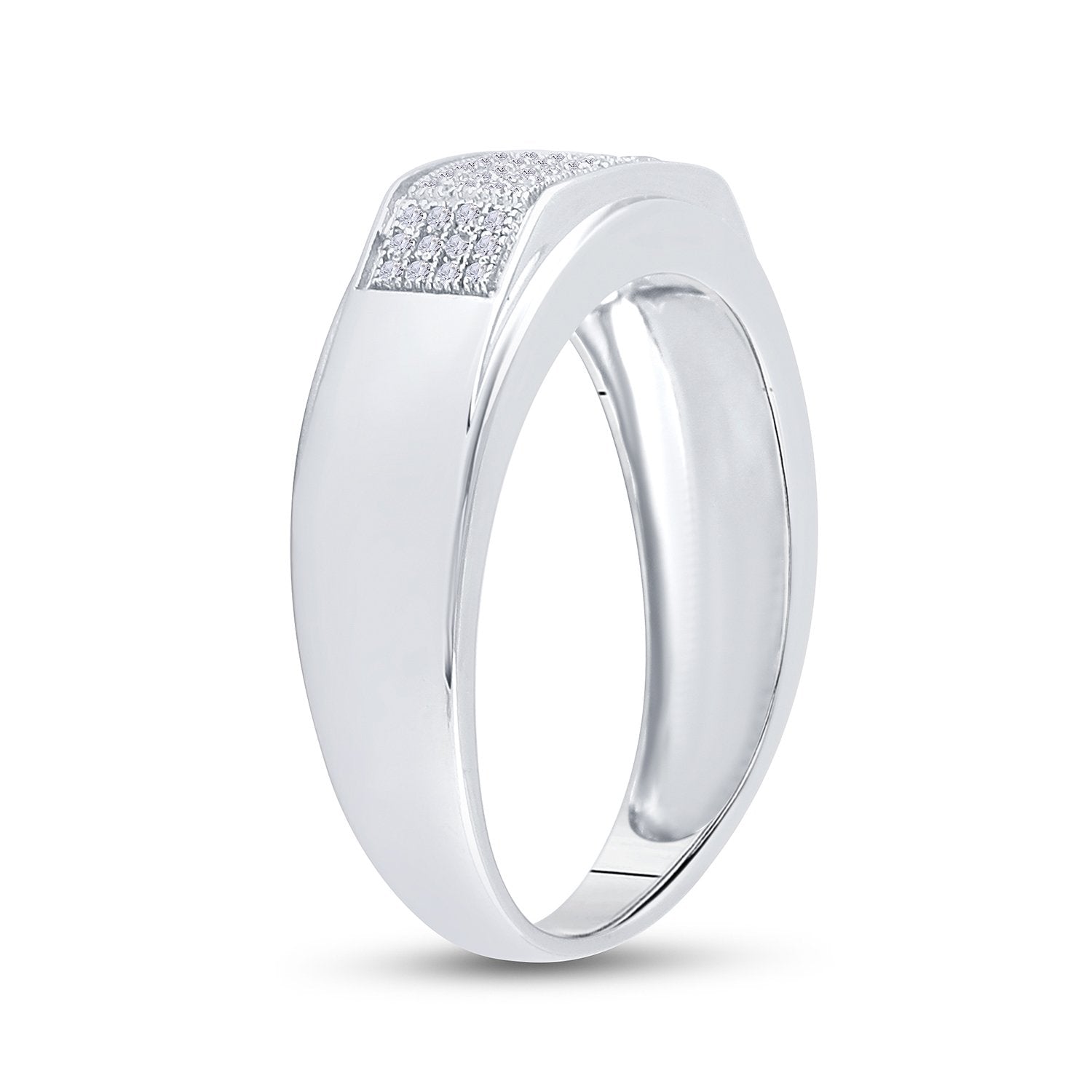 Sterling Silver Mens Round Diamond Wedding Band Ring 1/5 Cttw