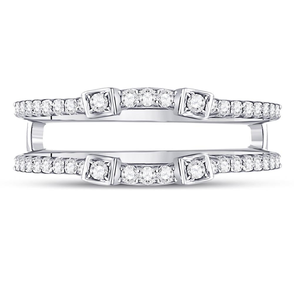 14kt White Gold Womens Round Diamond Wrap Ring Guard Enhancer 1/3 Cttw