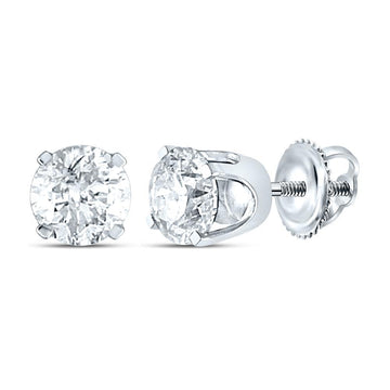 14kt White Gold Womens Round Diamond Solitaire Earrings 1 Cttw