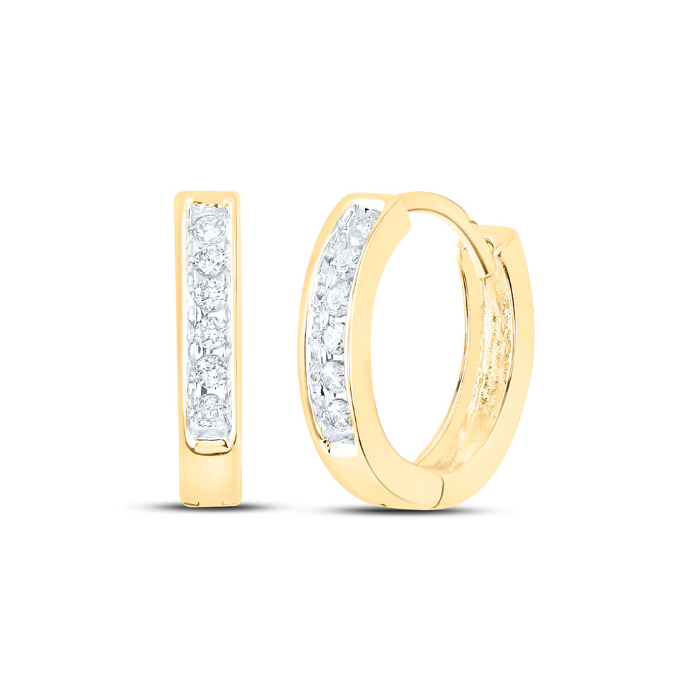 10kt Yellow Gold Womens Round Diamond Hoop Earrings 1/8 Cttw