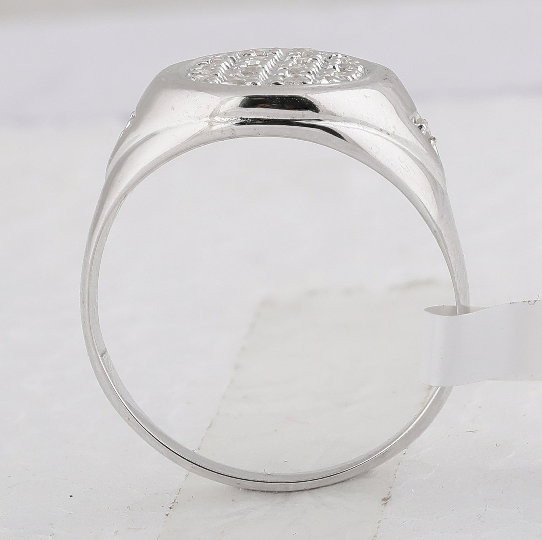 14kt White Gold Mens Round Diamond Oval Cluster Ring 1/4 Cttw
