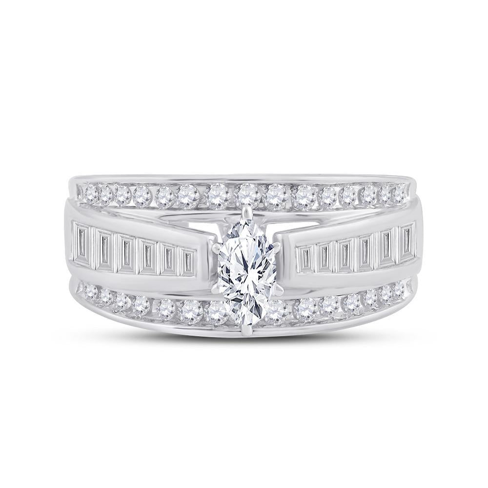14kt White Gold Marquise Diamond Solitaire Bridal Wedding Engagement Ring 1 Cttw