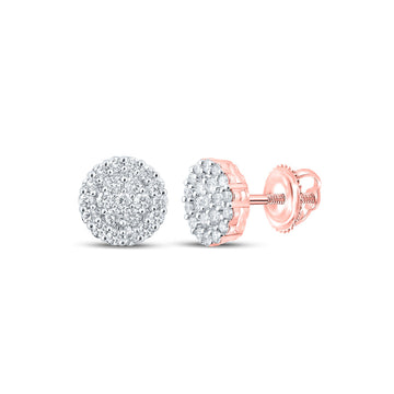 14kt Rose Gold Round Diamond Cluster Earrings 1-5/8 Cttw