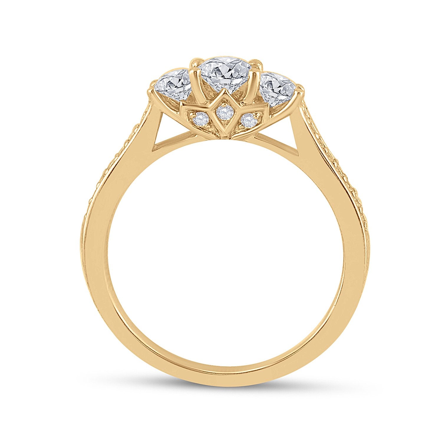 14kt Yellow Gold Round Diamond Bridal Wedding Ring Band Set 1 Cttw