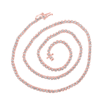 10kt Rose Gold Mens Round Diamond 16-inch Tennis Chain Necklace 2-7/8 Cttw