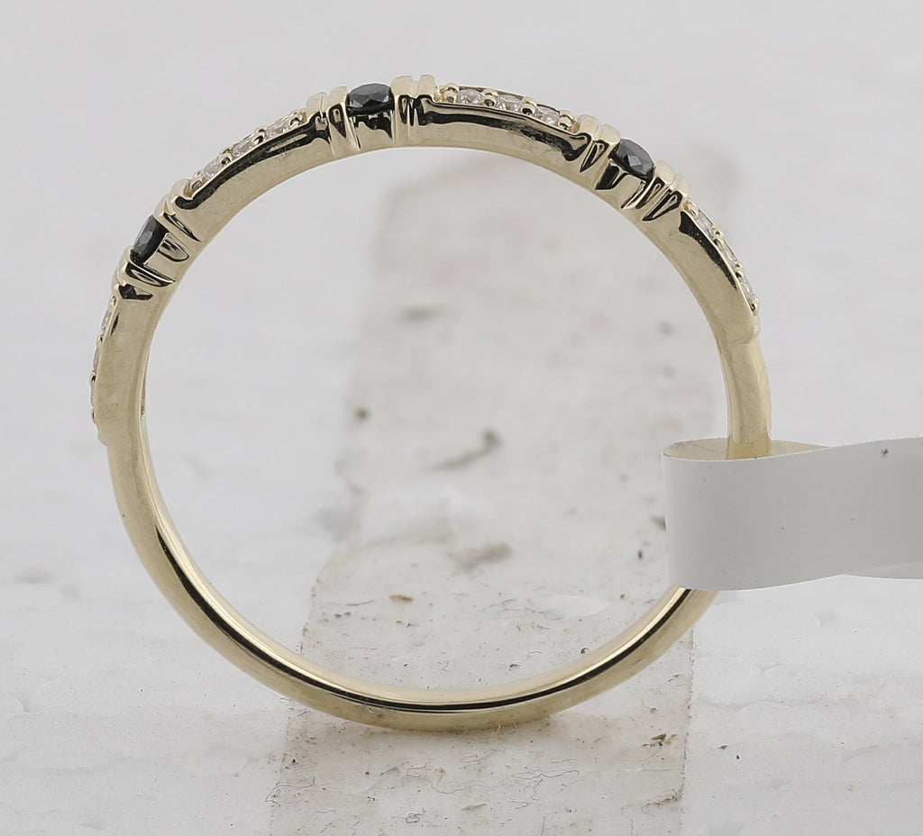 10kt Yellow Gold Womens Round Black Color Enhanced Diamond Band Ring 1/10 Cttw