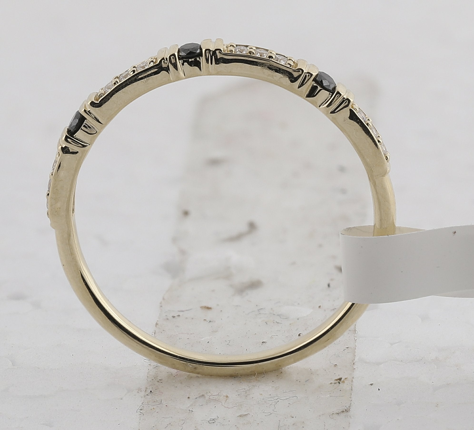 10kt Yellow Gold Womens Round Black Color Enhanced Diamond Band Ring 1/10 Cttw