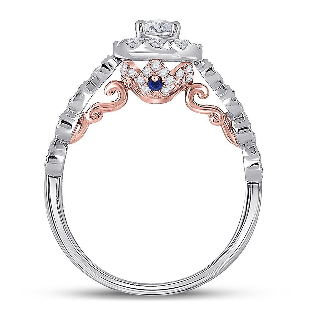 14kt Two-tone Gold Round Diamond Solitaire Bridal Wedding Engagement Ring 3/4 Cttw