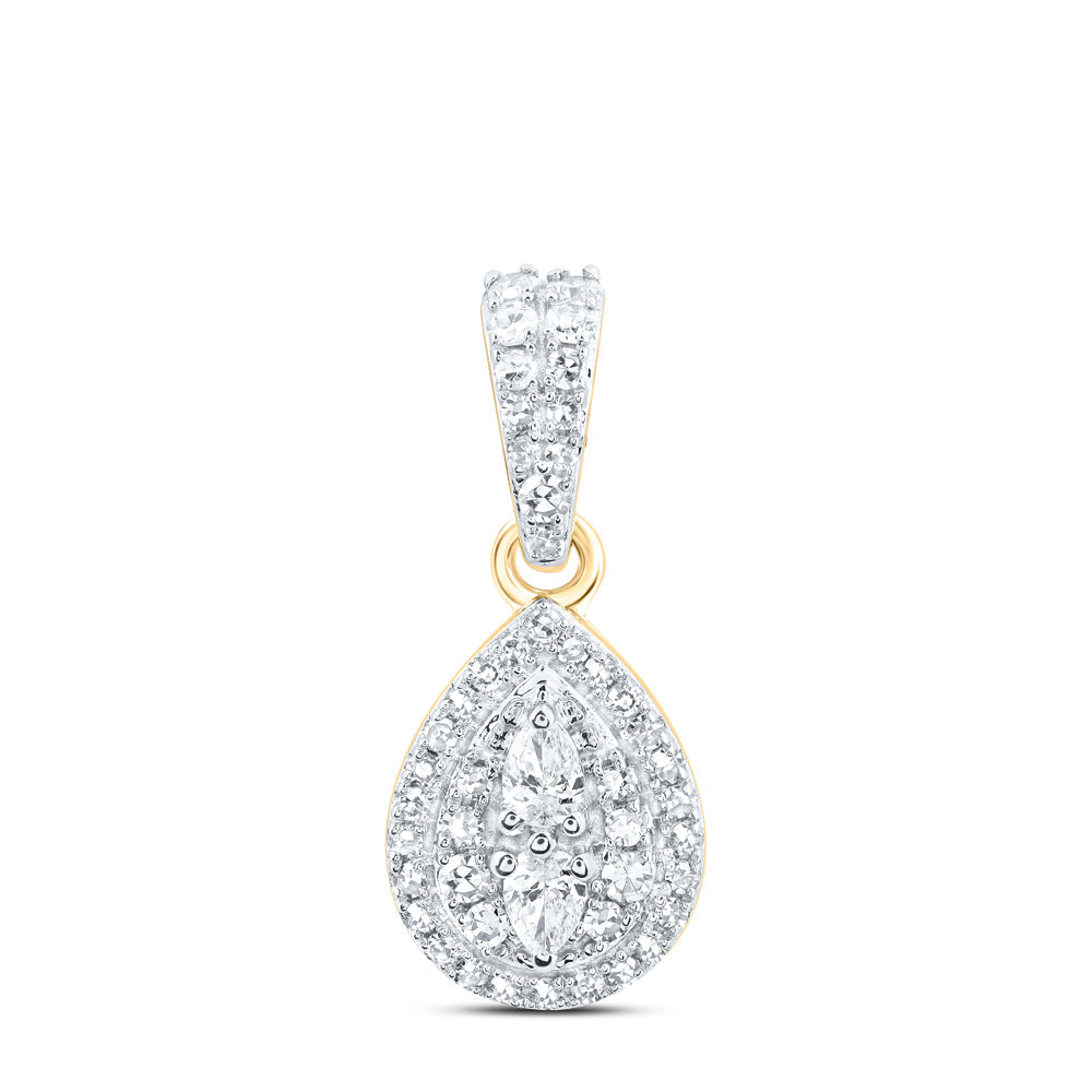 10kt Yellow Gold Womens Pear Diamond Teardrop Pendant 1/3 Cttw