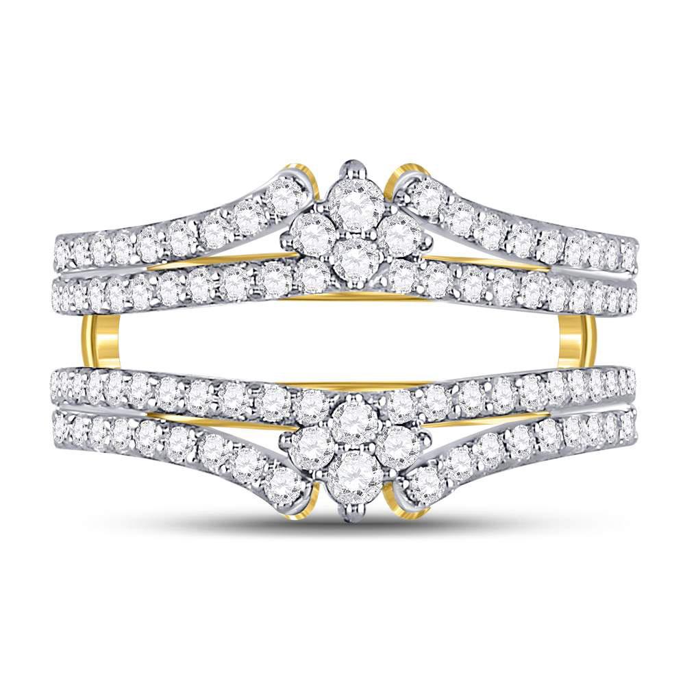 14kt Yellow Gold Womens Round Diamond Wrap Ring Guard Enhancer 7/8 Cttw