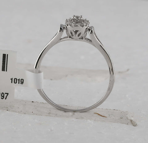 10kt White Gold Womens Round Diamond Solitaire Promise Ring 1/10 Cttw