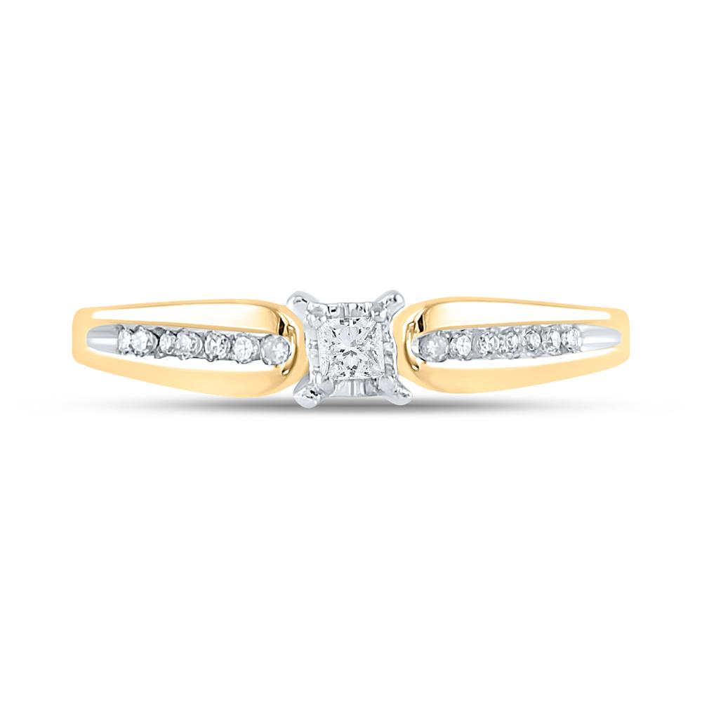 10kt Yellow Gold Womens Princess Diamond Solitaire Promise Ring 1/6 Cttw