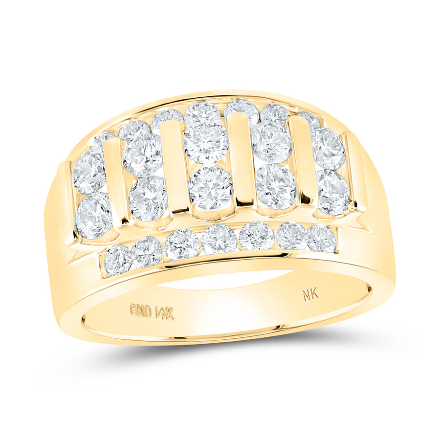 14kt Yellow Gold Mens Round Diamond Channel-set Band Ring 2 Cttw