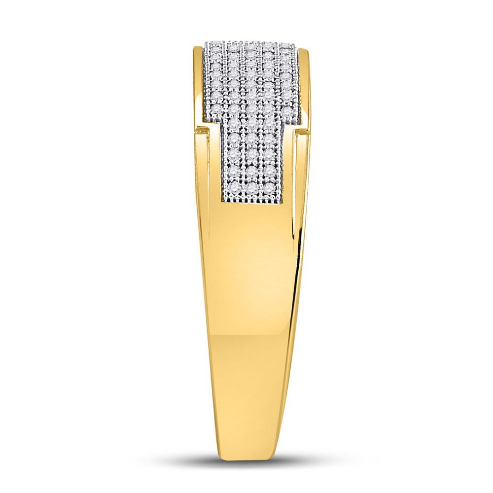 10kt Yellow Gold His Hers Round Diamond Square Matching Wedding Set 1/2 Cttw
