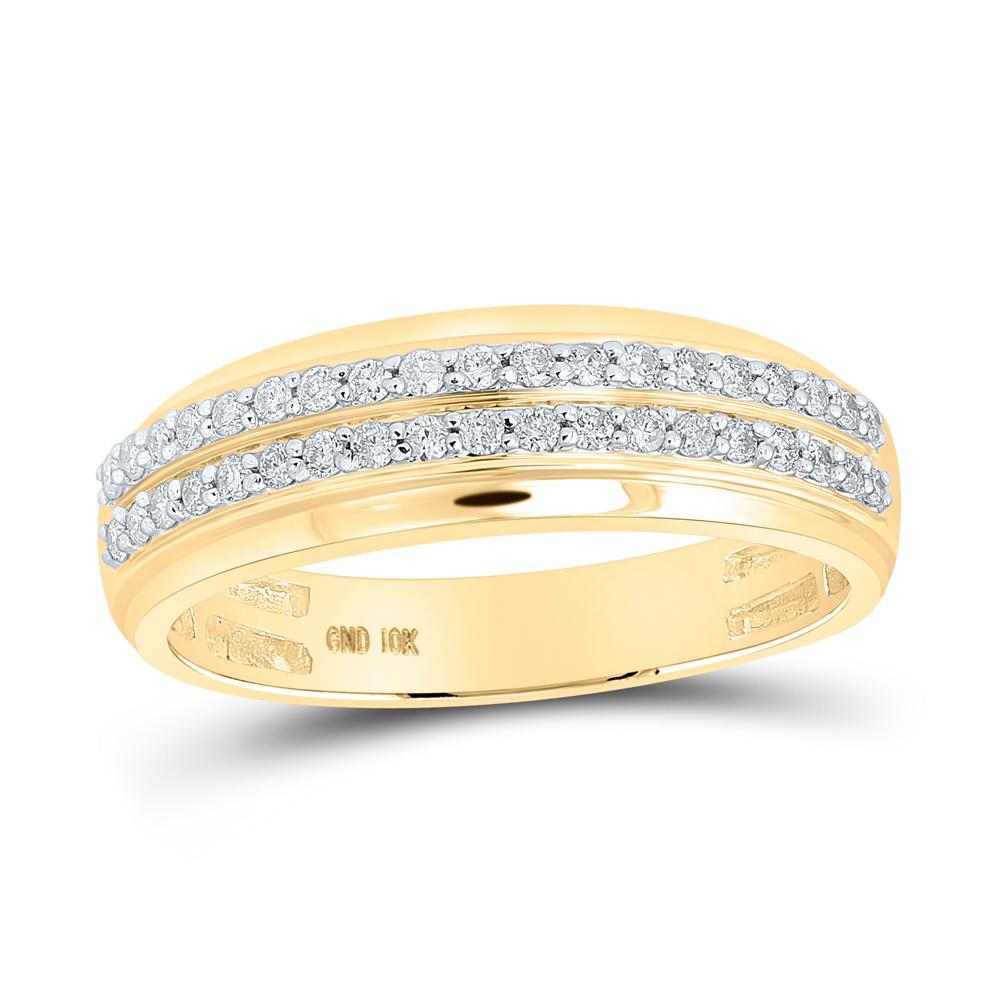 10kt Yellow Gold His Hers Princess Diamond Cluster Matching Wedding Set 1 Cttw