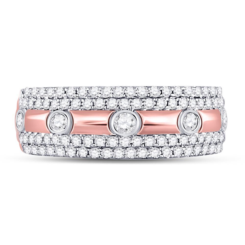10kt Rose Gold Womens Round Diamond Anniversary Ring 1/2 Cttw
