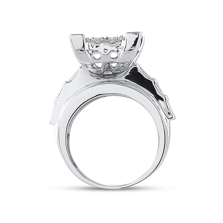 10kt White Gold Round Diamond Cluster Bridal Wedding Engagement Ring 3 Cttw