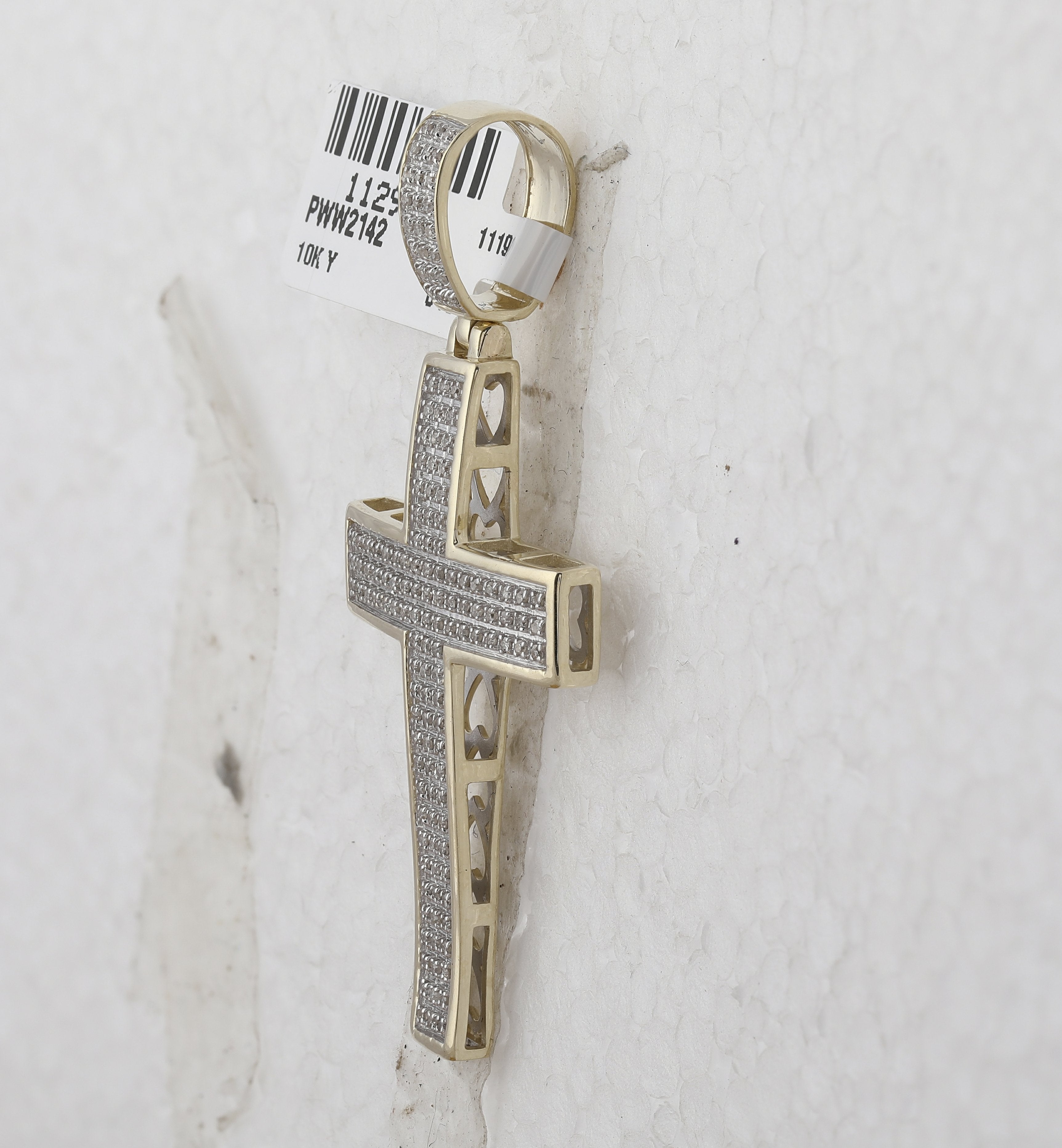 10kt Yellow Gold Mens Round Diamond Cross Charm Pendant 1/2 Cttw
