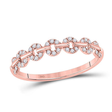 14kt Rose Gold Womens Round Diamond Stackable Band Ring 1/6 Cttw