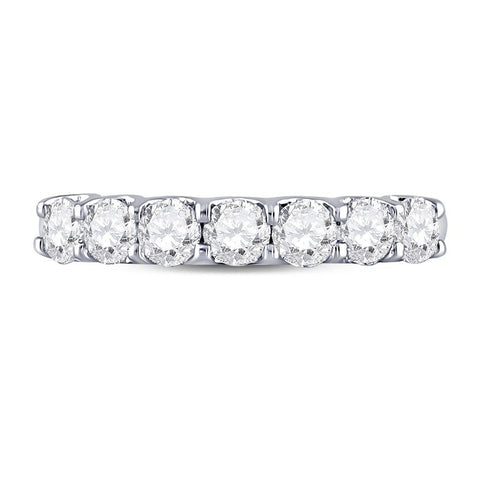 14kt White Gold Womens Round Diamond Classic Anniversary Band Ring 1 Cttw