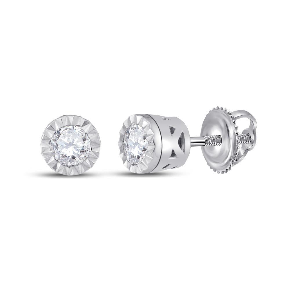 10kt White Gold Womens Round Diamond Solitaire Stud Earrings 1/4 Cttw