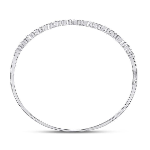 10kt White Gold Womens Round Diamond Stackable Bangle Bracelet 1/3 Cttw